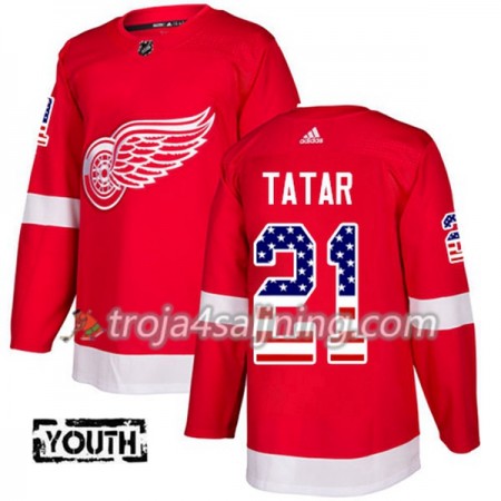 Detroit Red Wings tröja Tomas Tatar 21 Röd USA Flag Fashion 2017-2018 Adidas Authentic - NHL Tröjor Barn